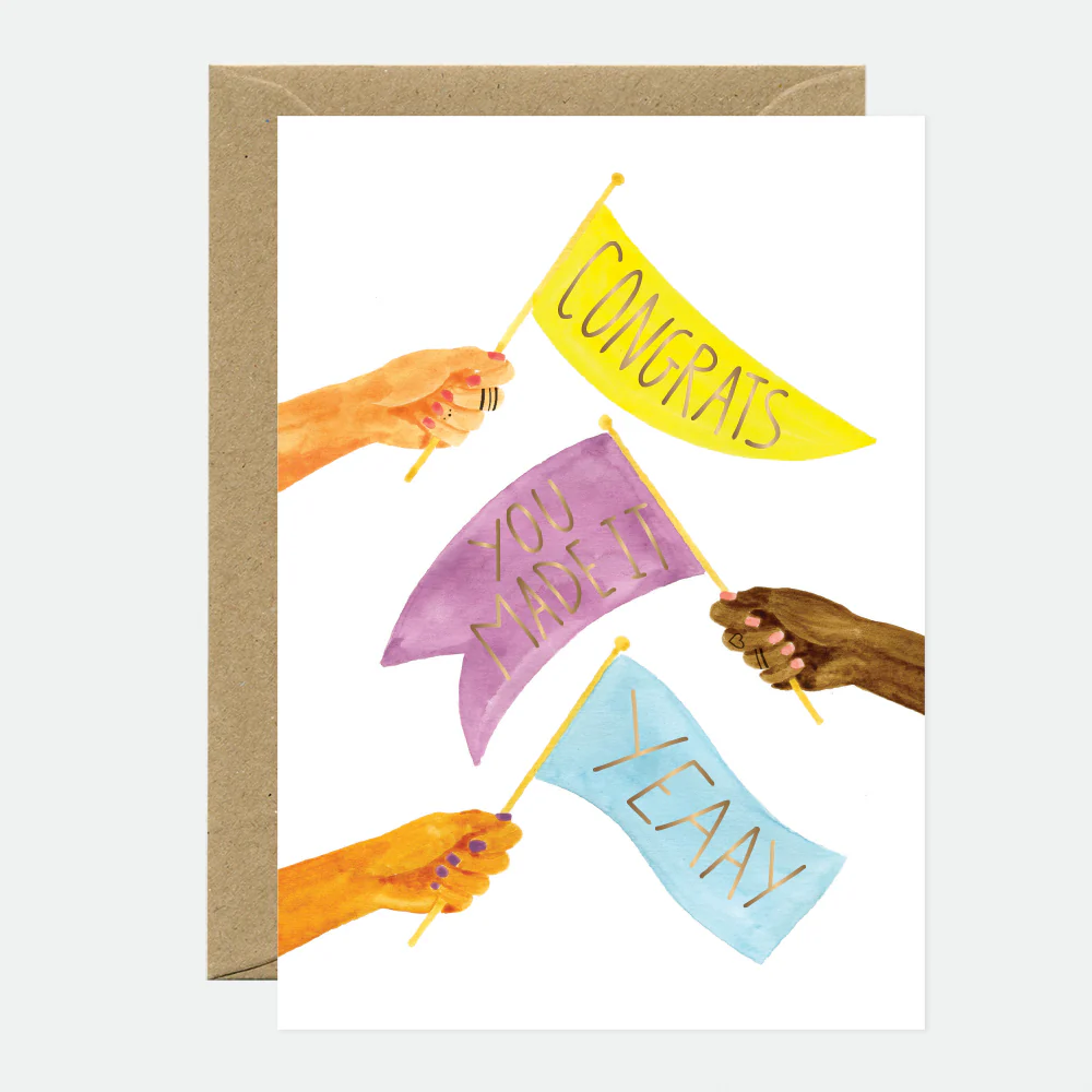 Greeting Card - Gold - Congrats Flags