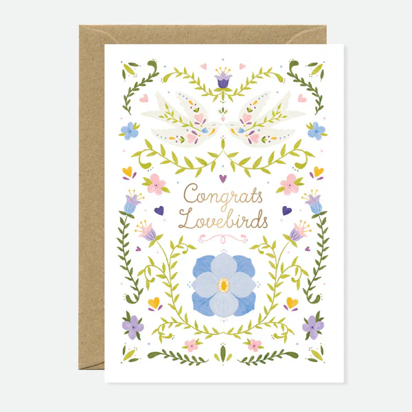 Greeting Card - Gold - Congrats Lovebirds