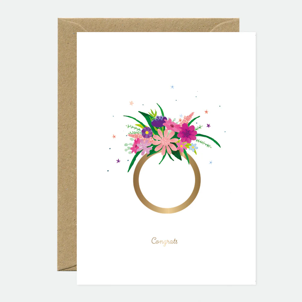 Greeting Card - Gold - Flower Ring