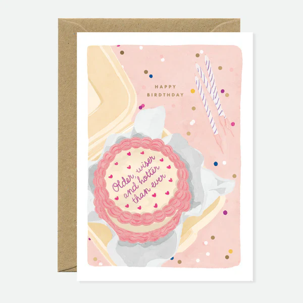 Greeting Card - Gold - Older Wiser Cake