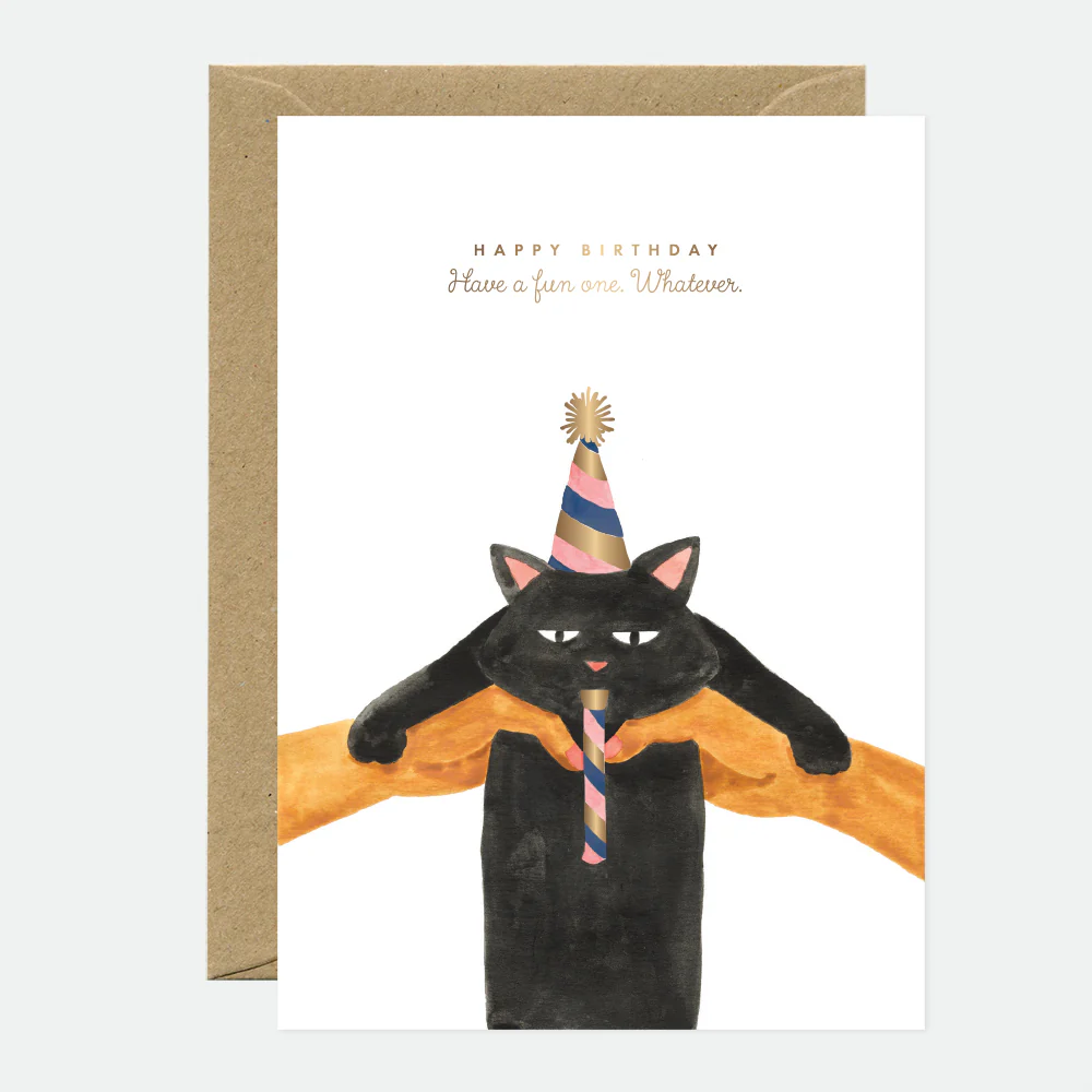 Greeting Card - Gold - Whatever Cat Bday
