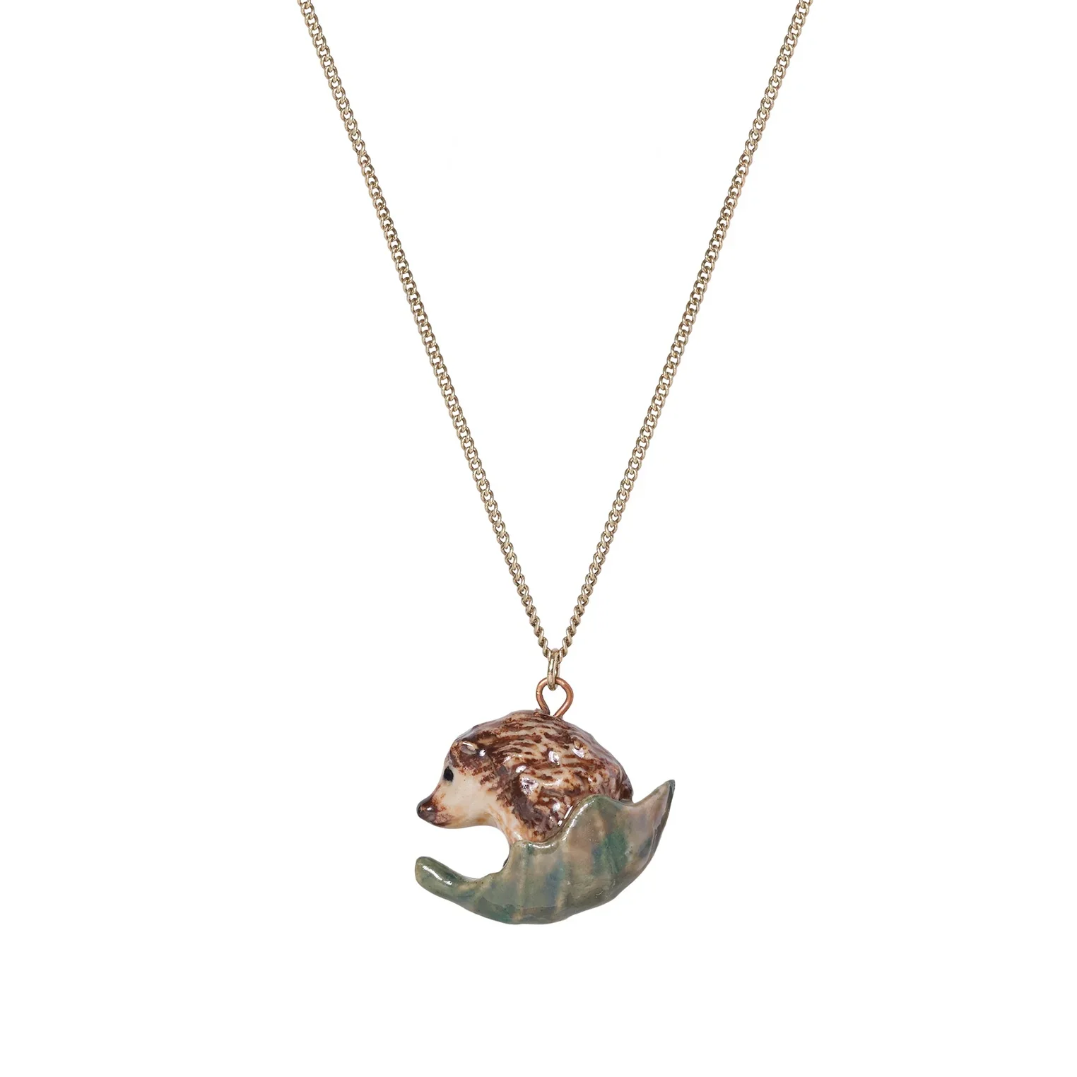 Necklace - Baby Hedgehog On Leaf