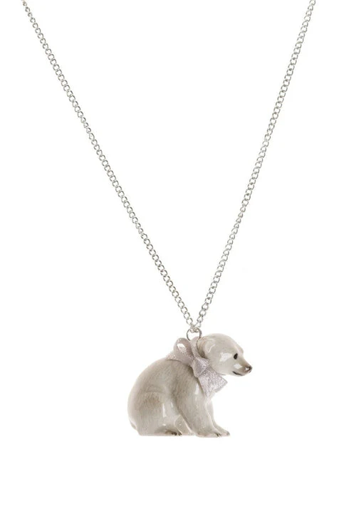 Necklace - Baby Sitting Polar Bear W/Bow