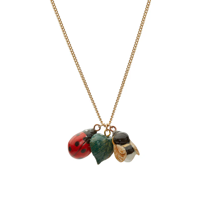Necklace - Bee, Ladybug & Leaf