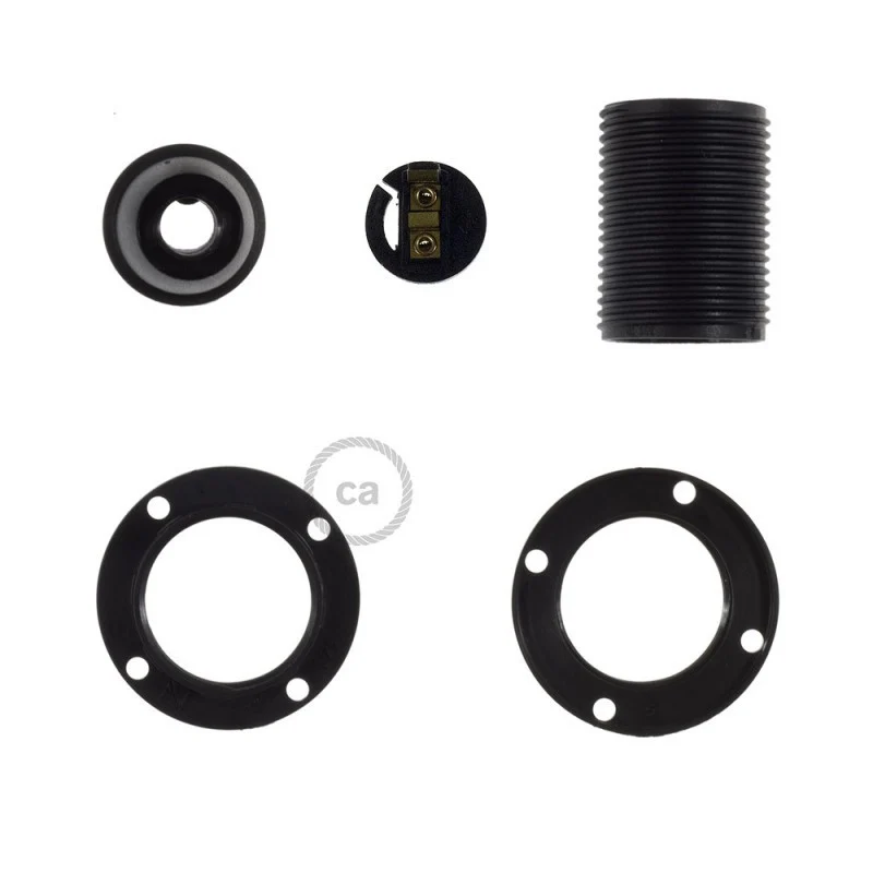 Bulb Holder W/Shade Rings - E14 - Thermoplastic - Black - Image 2