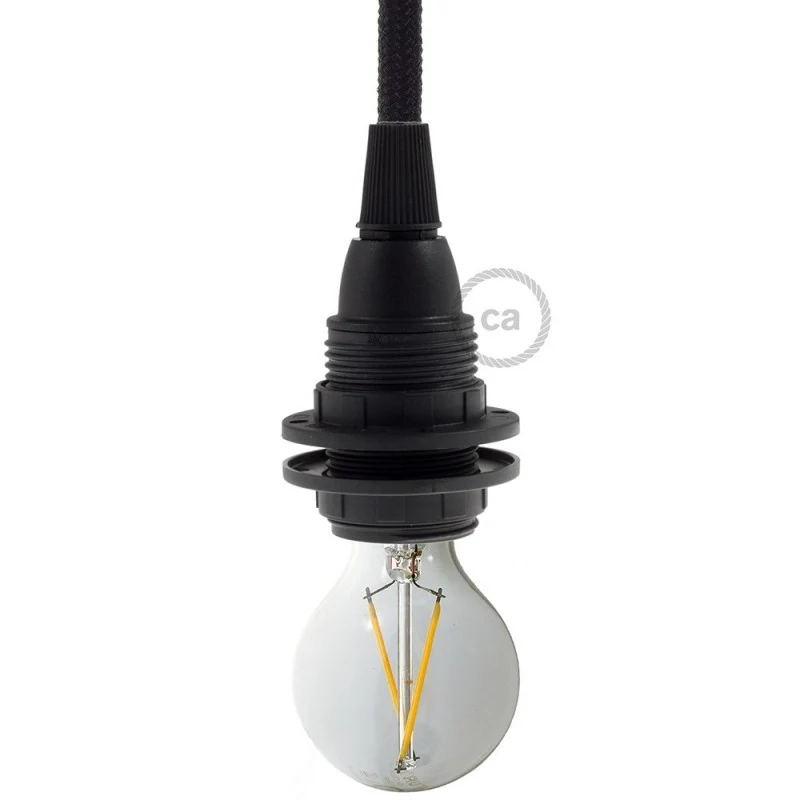 Bulb Holder W/Shade Rings - E14 - Thermoplastic - Black - Image 3
