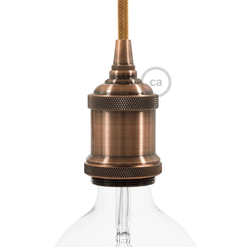 Bulb Holder W/Shade Rings - E27 - Aluminium - Copper Antique - Image 3