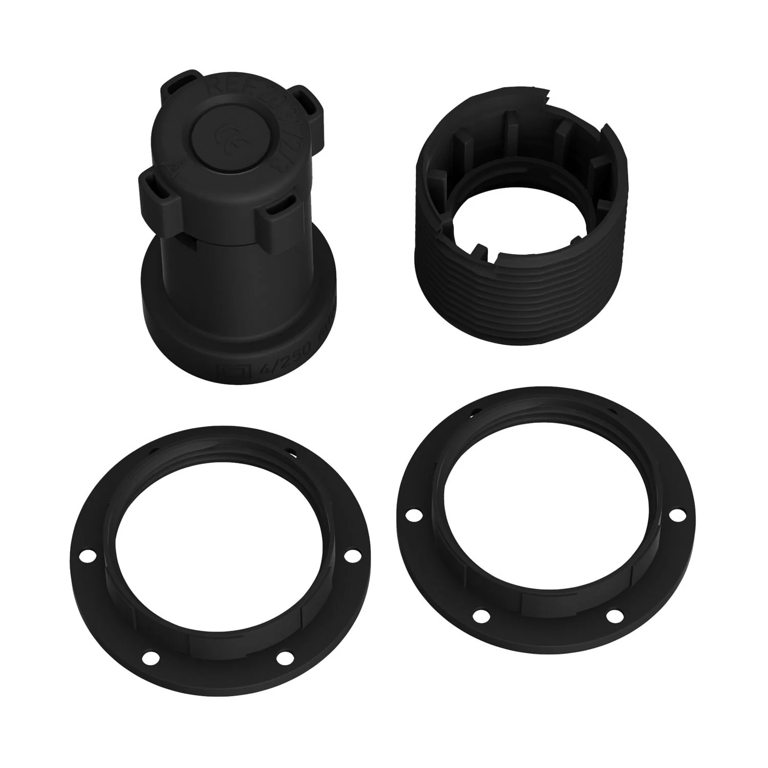Bulb Holder W/Shade Rings -  E27 - Thermoplastic - Black (For Lampshade or Lumet String Lights) - Image 2
