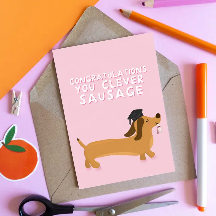 Greeting Card - Cute Sausage Dog Graduation Card - Image 2