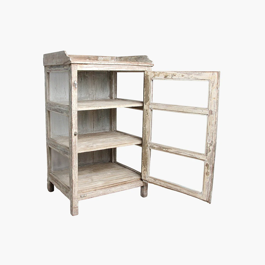 Cabinet - Vintage - Teak & Glass - White/Blue - 1 Door - Image 2