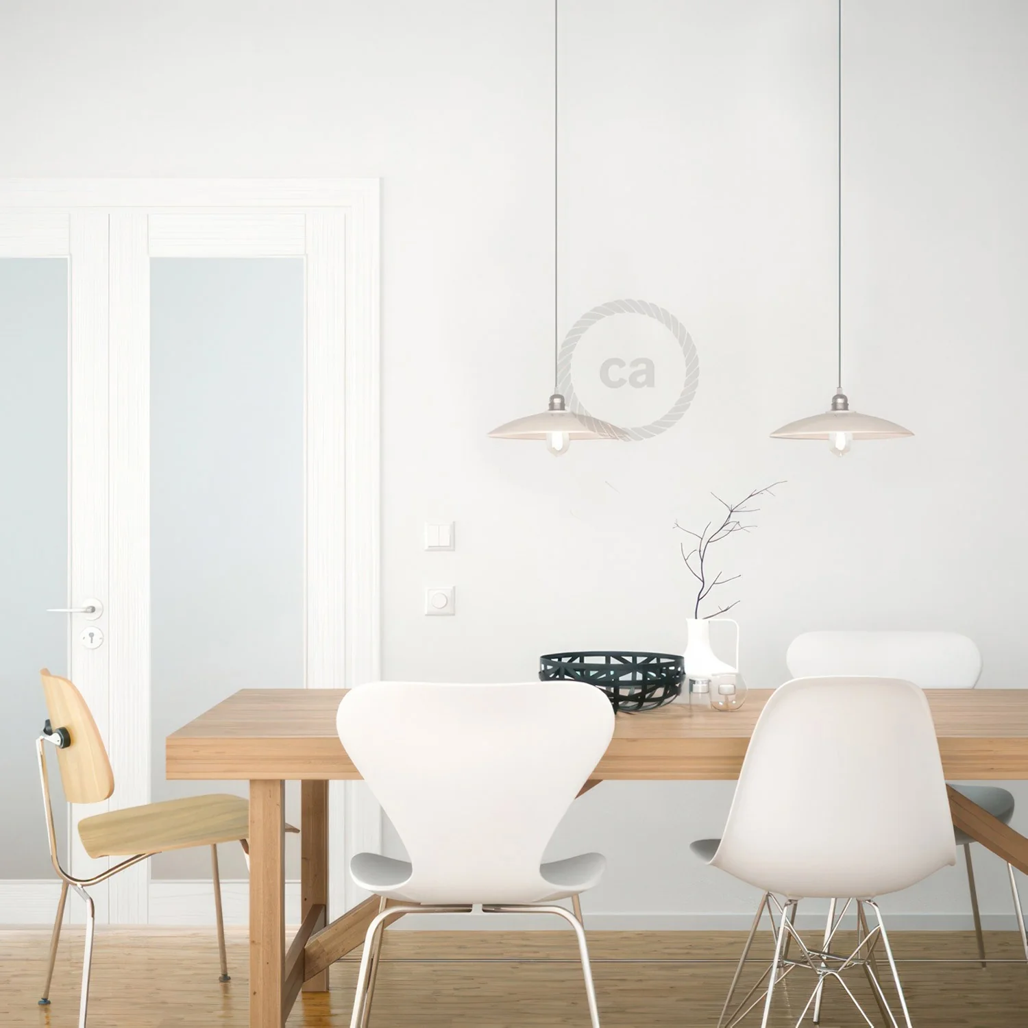 Ceramic Dish Lamp Shade - Glossy White - Image 4