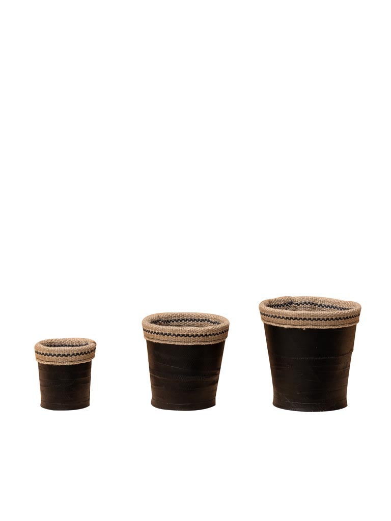 Flower Pots W/Recycled Tires - Set Of 3