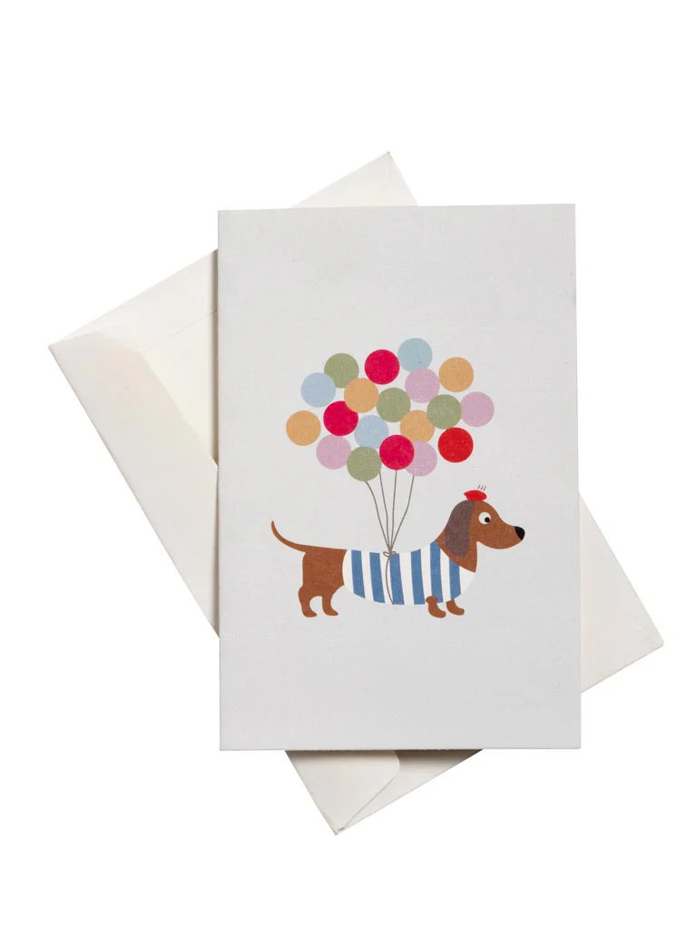 Postcard W/Envelope - Dog & Balloons