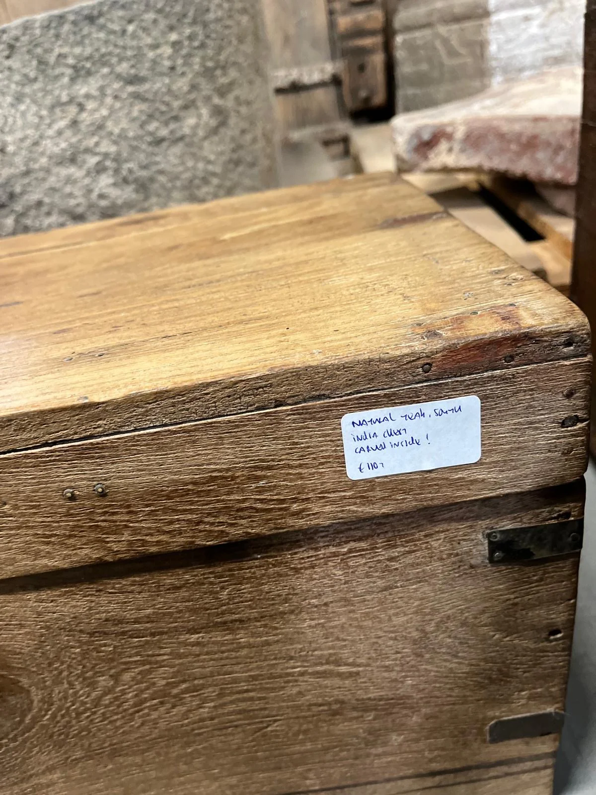 Chest W/Internal Carvings - Teak - Vintage Natural - Image 3