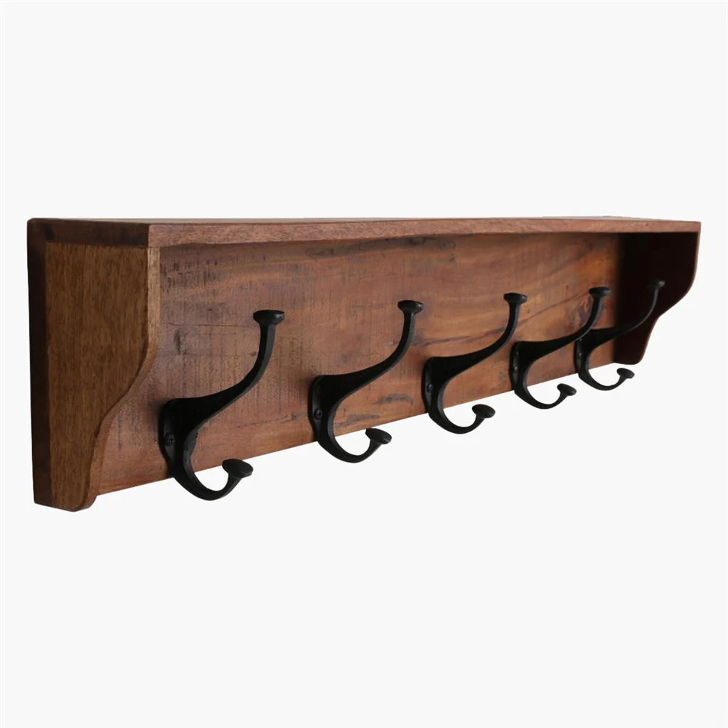 Coat Hanger - Teak - Factory - 5 Hooks - Image 3