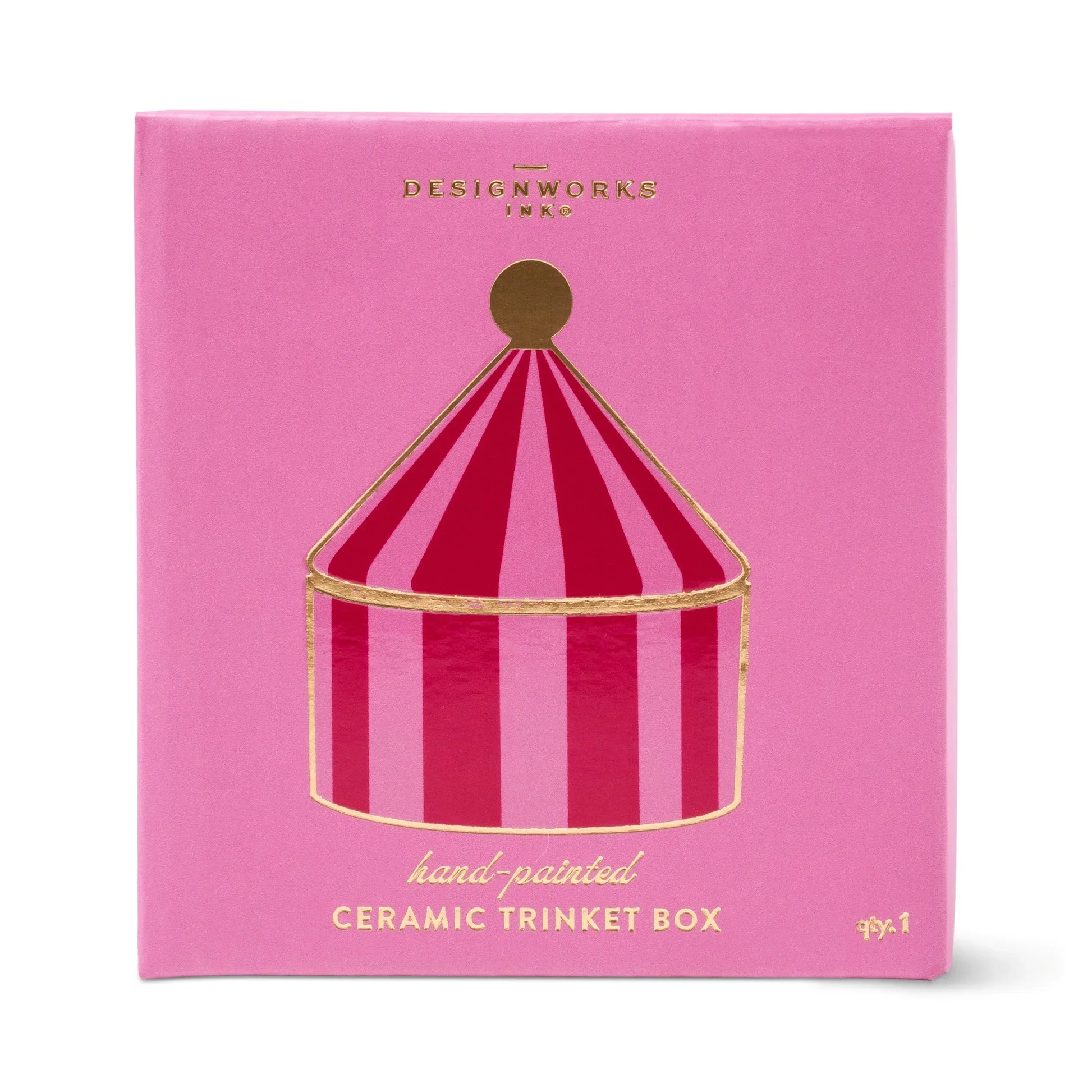 Ceramic Trinket Box - Pink & Red Stripe - Image 2