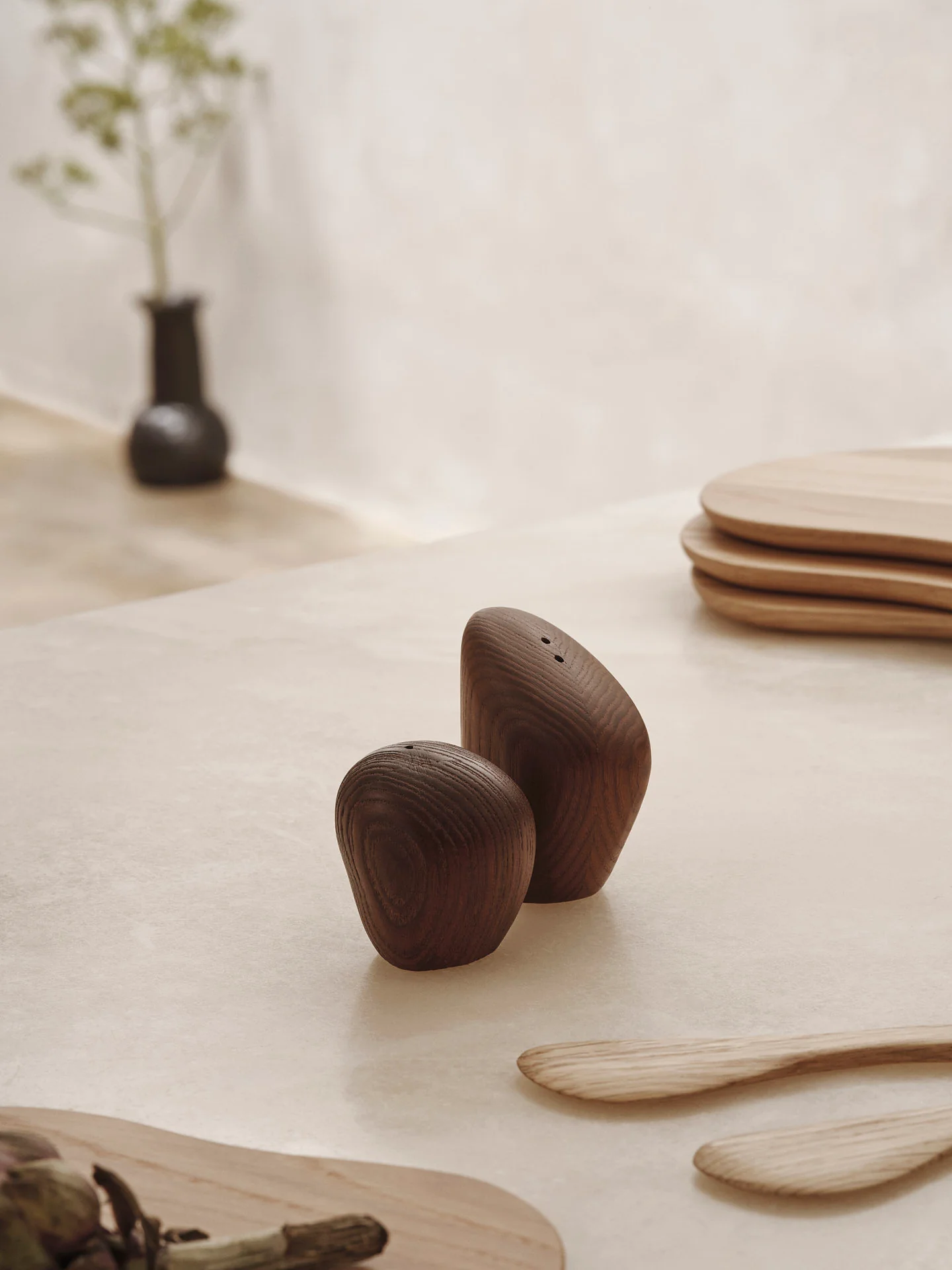 Salt & Pepper Shakers - Cairn - Dark Brown - Set of 2 - Image 2