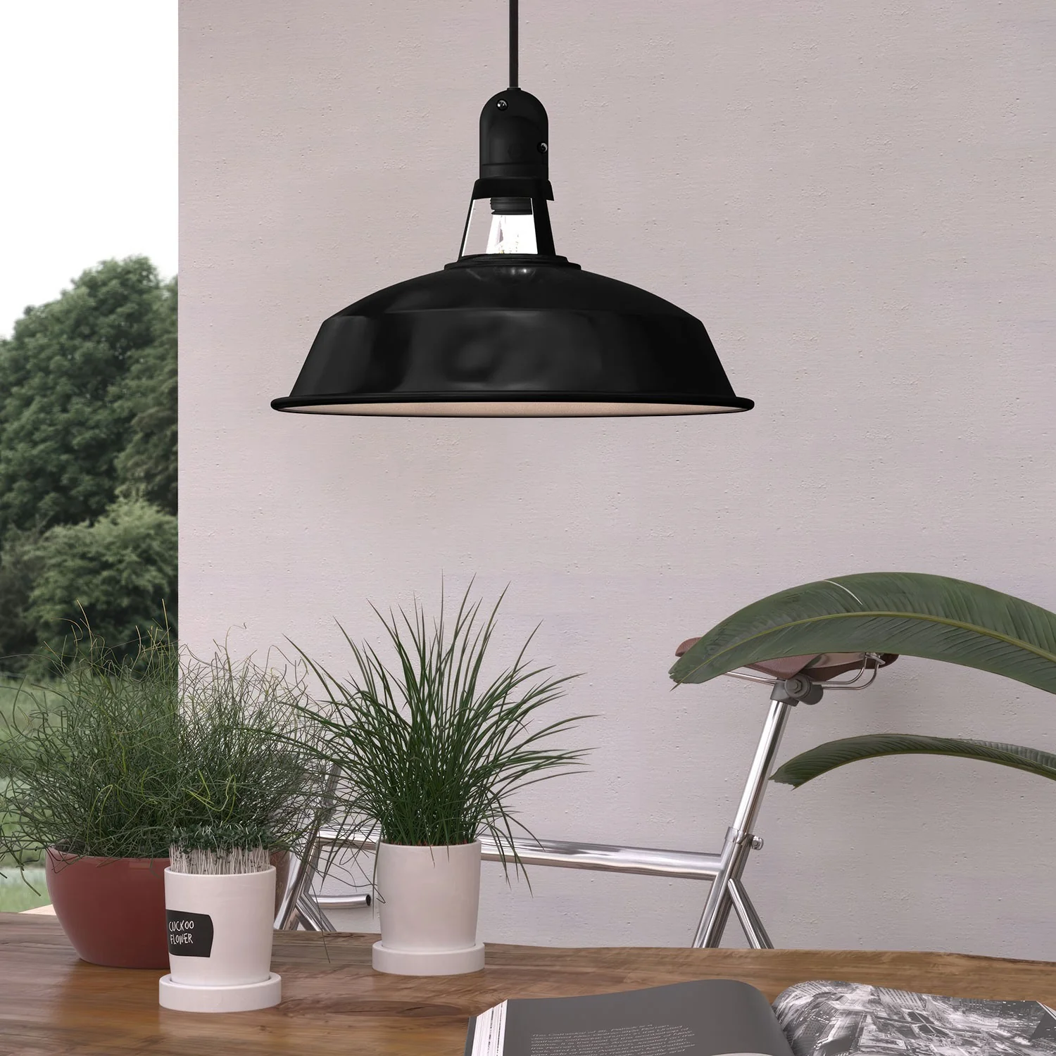 Harbour Lamp Shade - Enamelled Metal - Black - Image 2