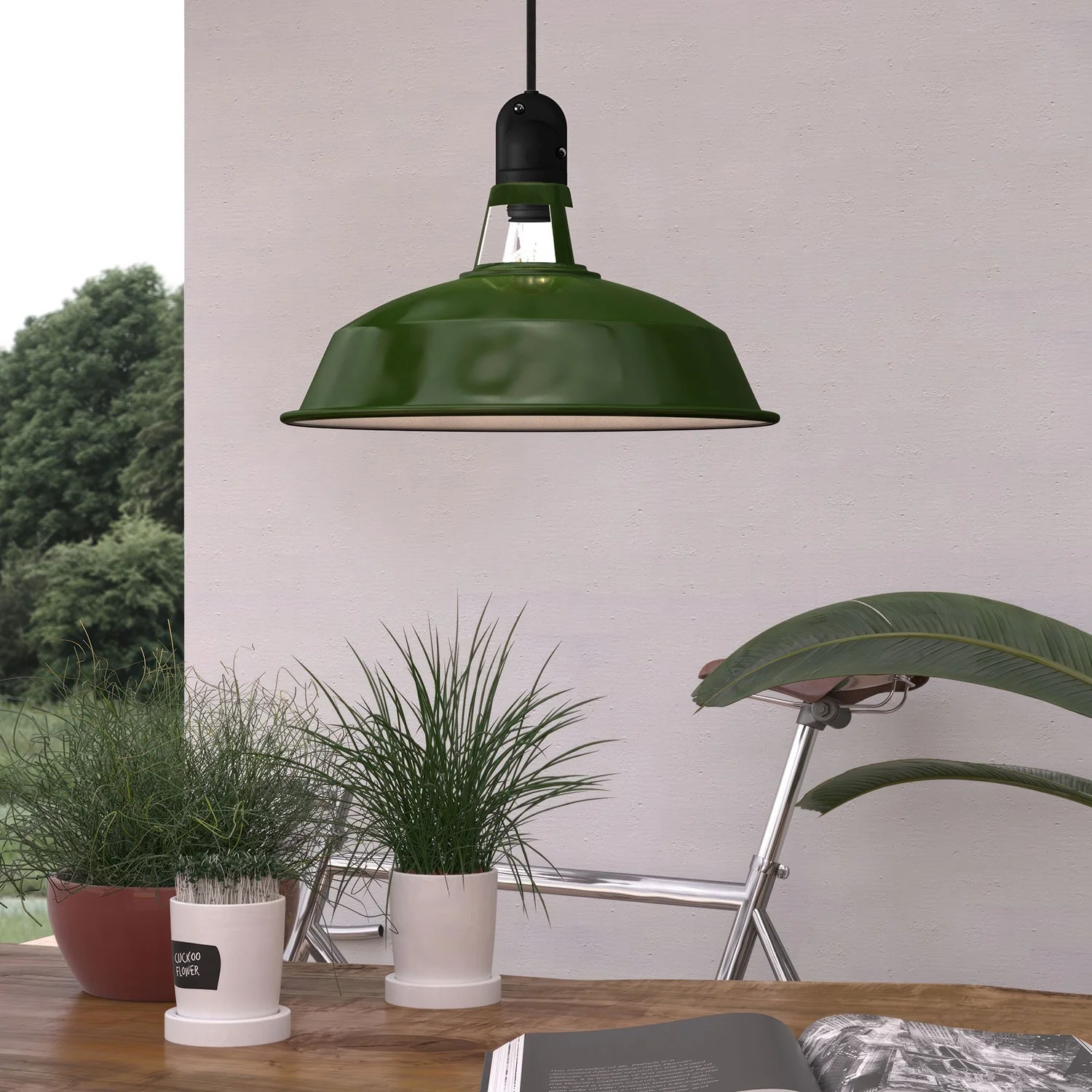 Harbour Lamp Shade - Enamelled Metal - Green - Image 3