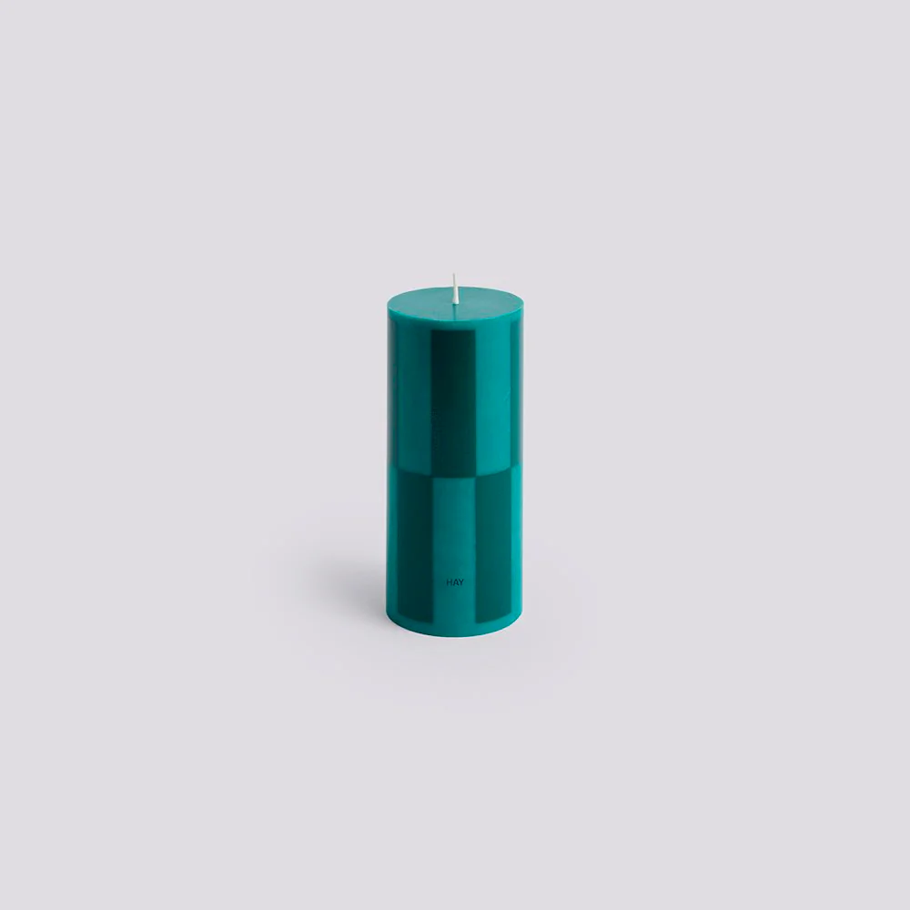 Column Candle - Small - Green/Dark Green Large Check