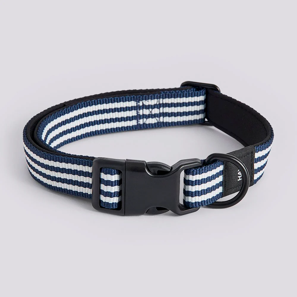 Dog Collar - Flat - Blue/White Stripe - Image 3