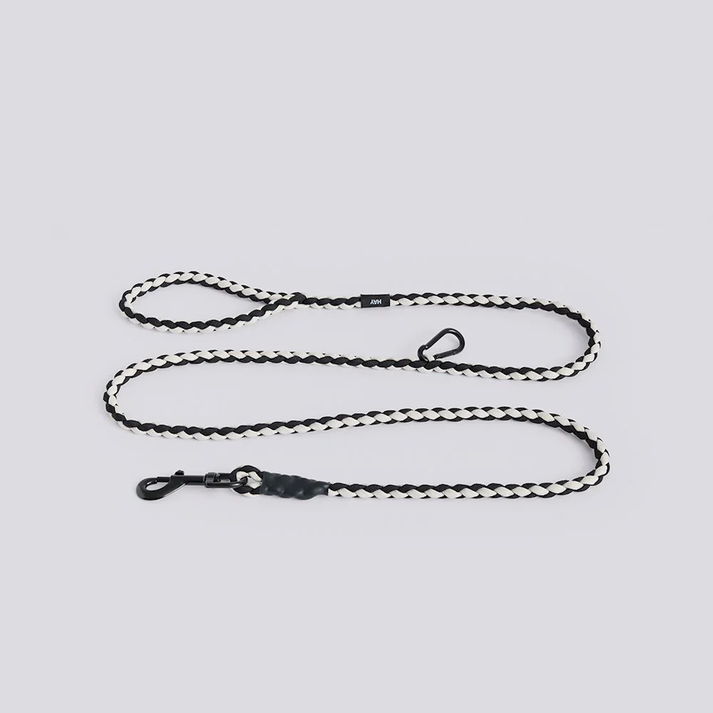 Dog Leash - Braided - Adjustable - Black/White