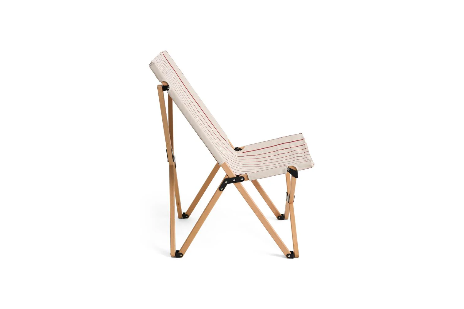 Folding Chair - Outdoor Market - Beige W/Red Stripe - Image 4