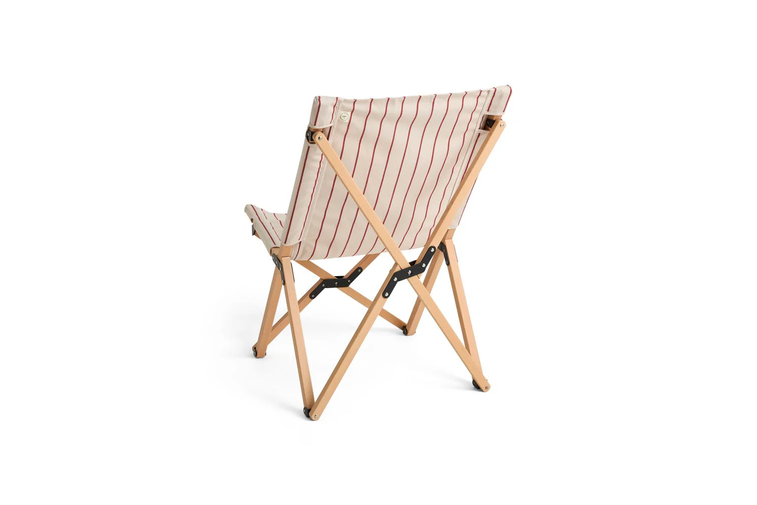 Folding Chair - Outdoor Market - Beige W/Red Stripe - Image 7
