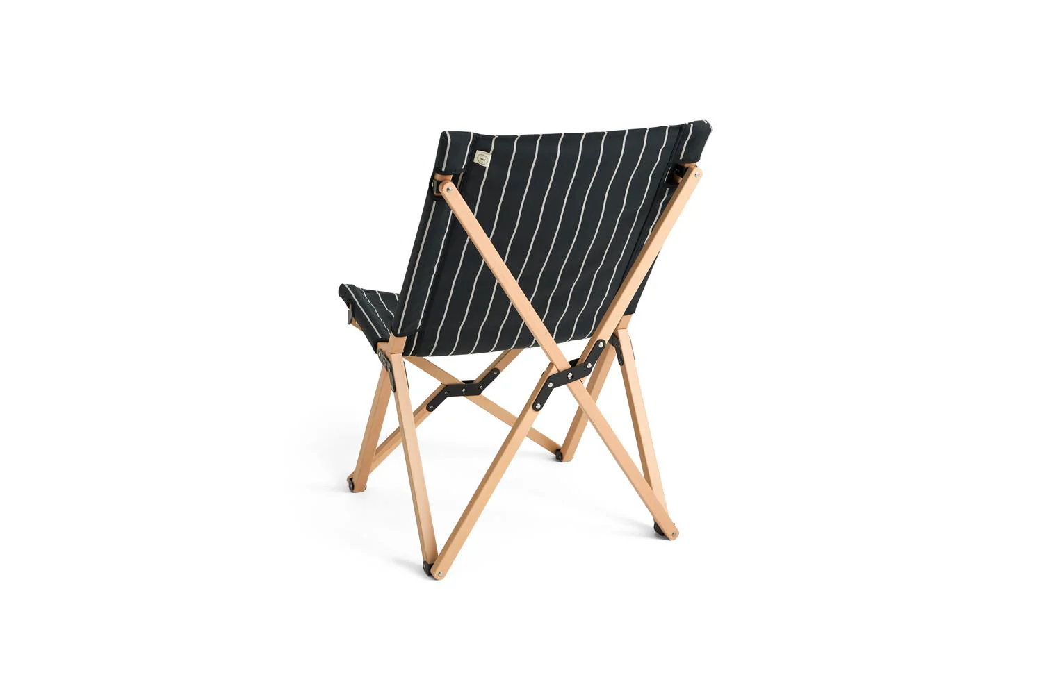 Folding Chair - Outdoor Market - Black W/Beige Stripe - Image 4