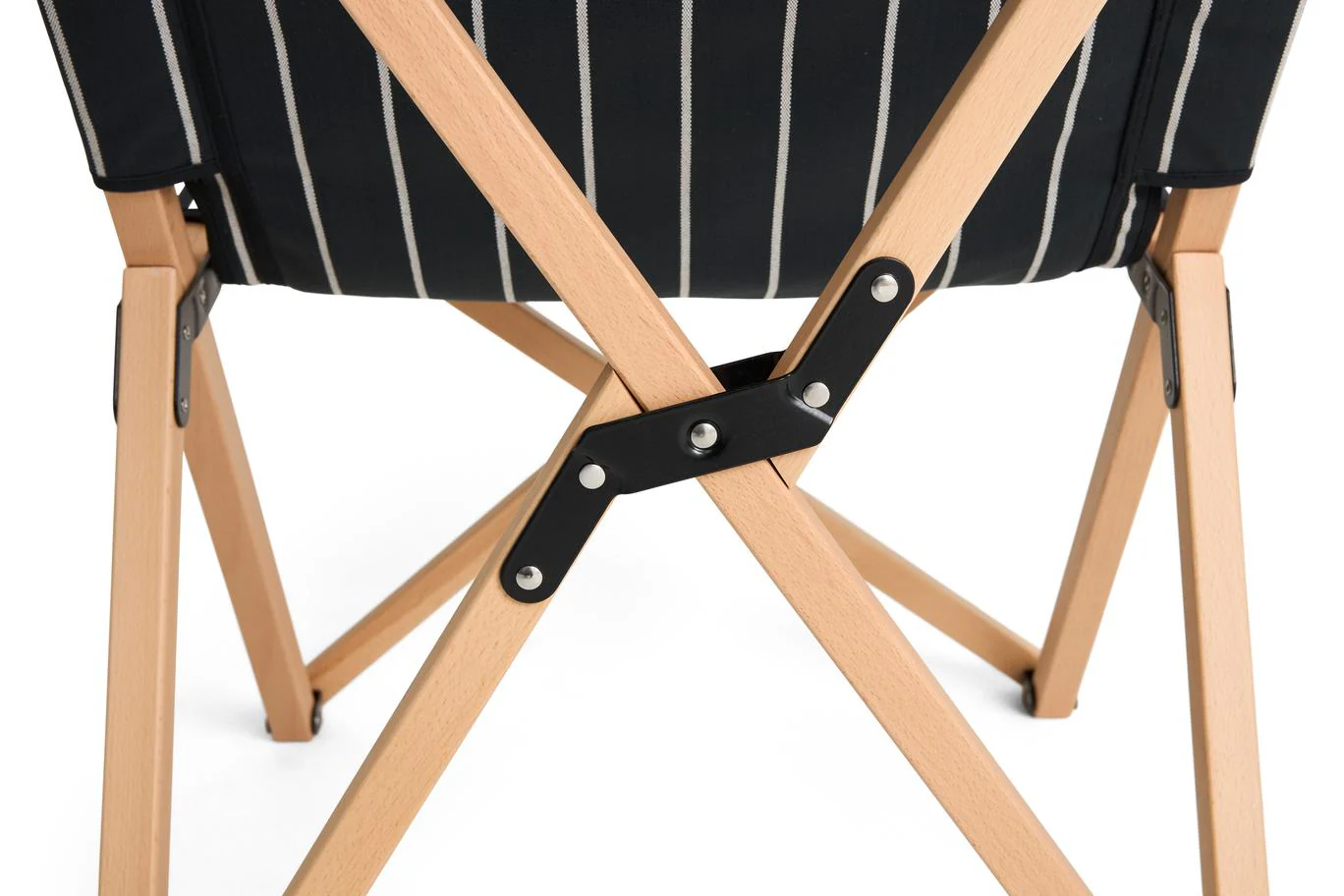 Folding Chair - Outdoor Market - Black W/Beige Stripe - Image 5