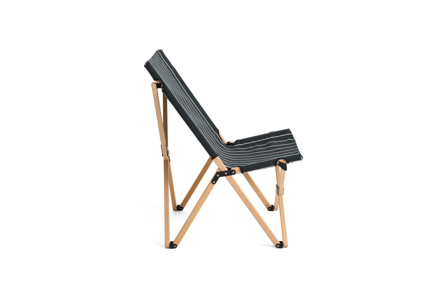 Folding Chair - Outdoor Market - Black W/Beige Stripe - Image 7