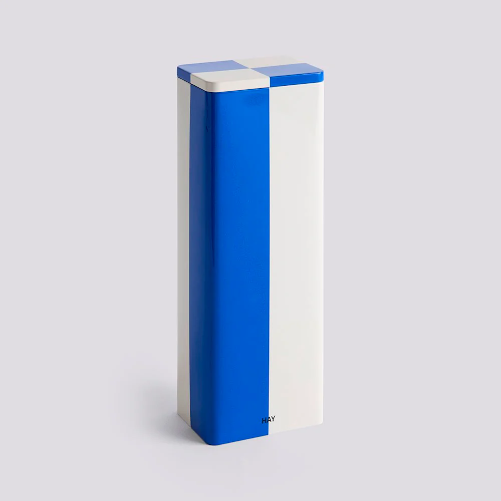 Tin Container - Slim - Blue/Off-white
