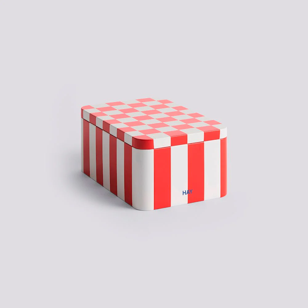 Tin Container - Small - Red/Off-white