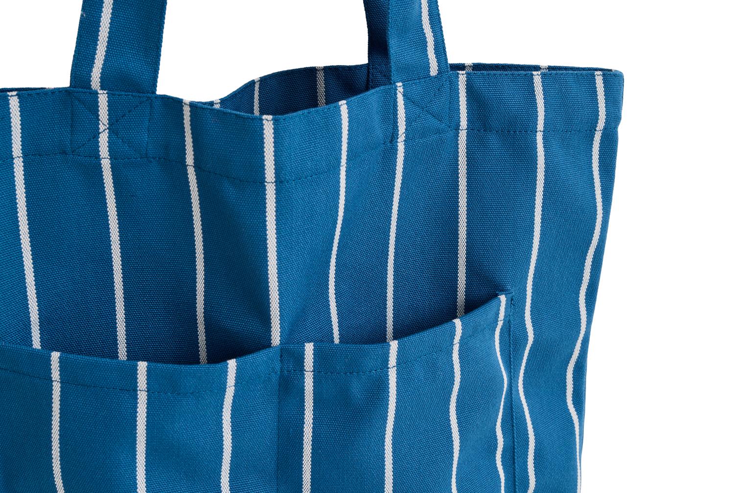 Tote Bag - Outdoor Market - Blue W/Beige Stripe - Image 2