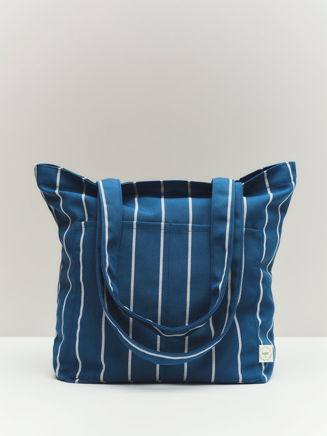 Tote Bag - Outdoor Market - Blue W/Beige Stripe - Image 4