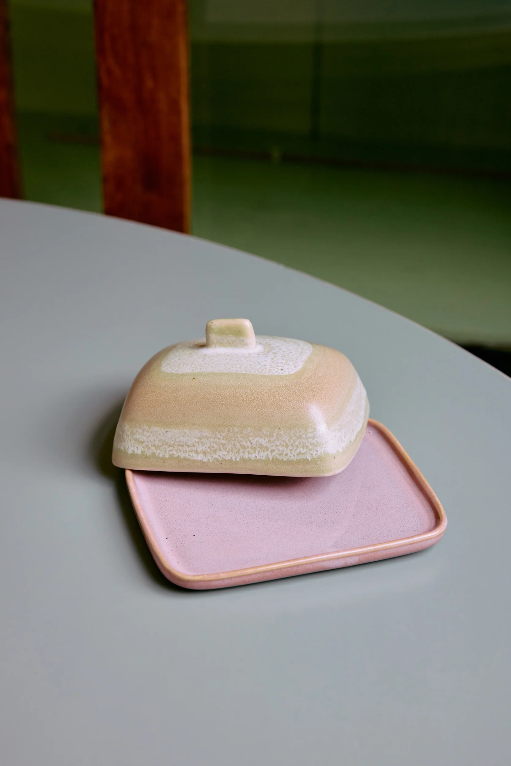 HKliving® 70s Ceramics - Butter Dish - Skyline - Image 2