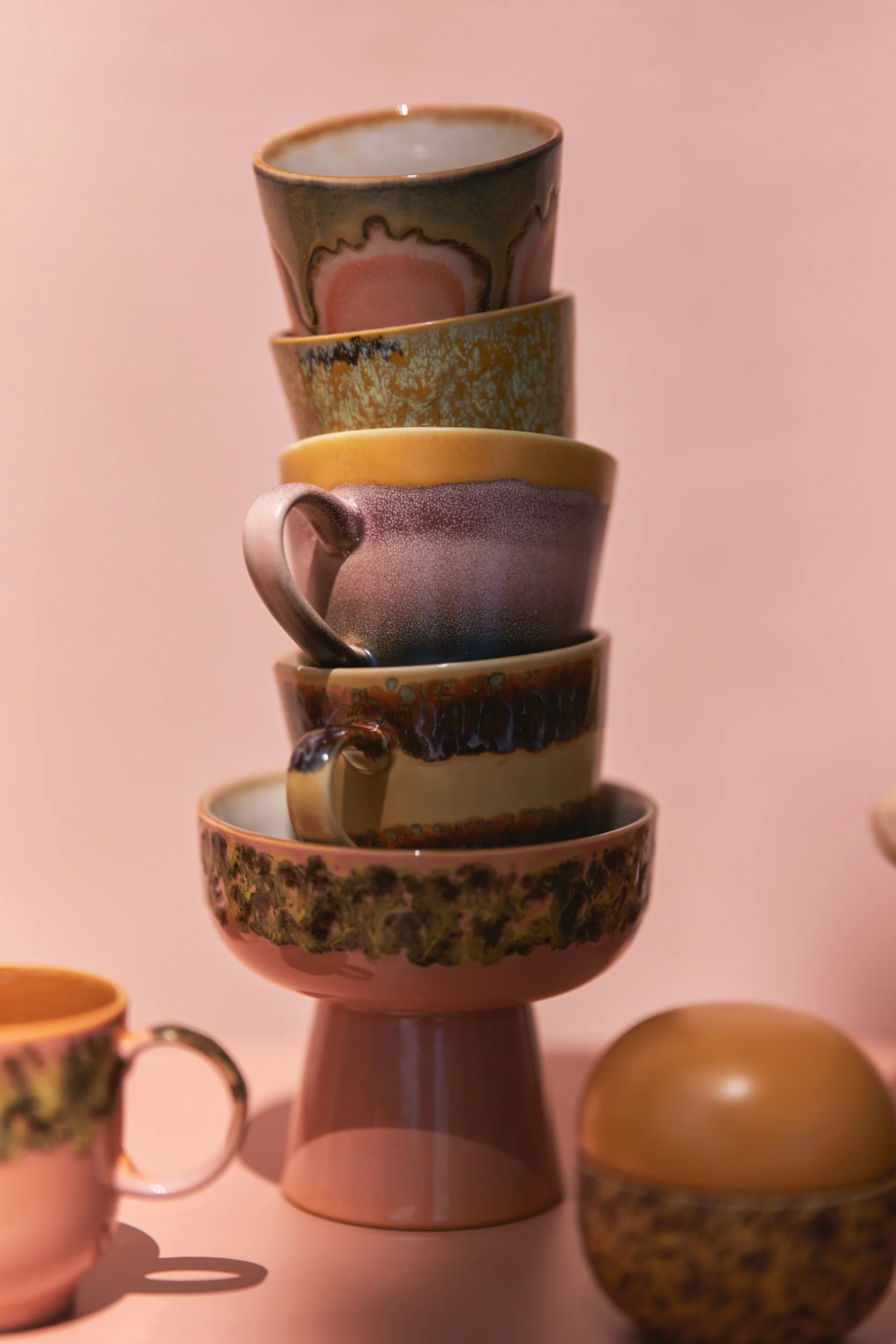 HKliving® 70s Ceramics - Cappuccino Mugs - Vista - Set Of 4 - Image 3