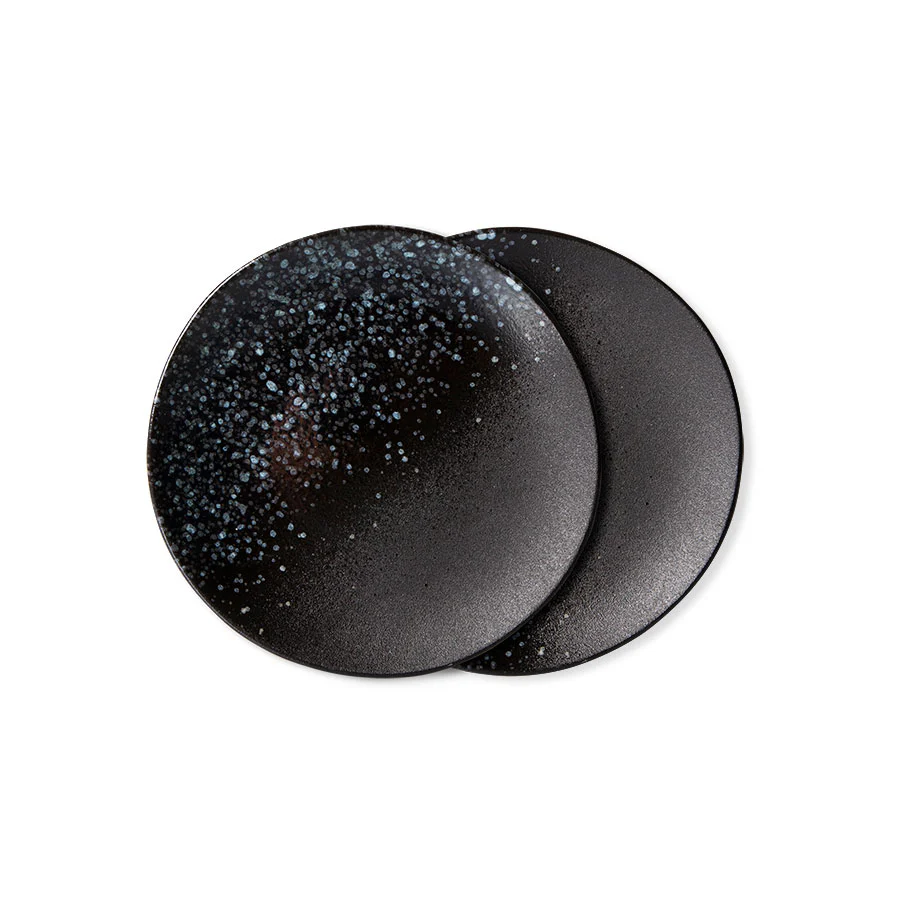 HKliving® 70s Ceramics - Dessert Plate - Stars - Set Of 2