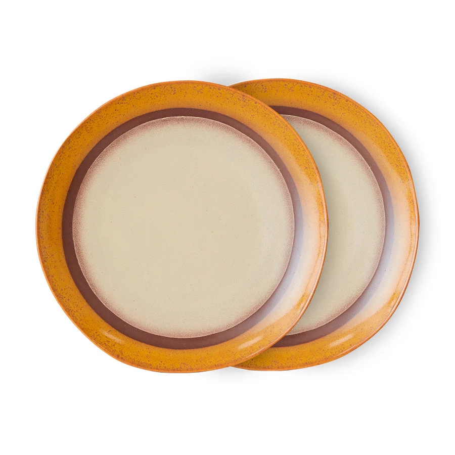 HKliving® 70s Ceramics - Dinner Plate - Coconut - Set Of 2
