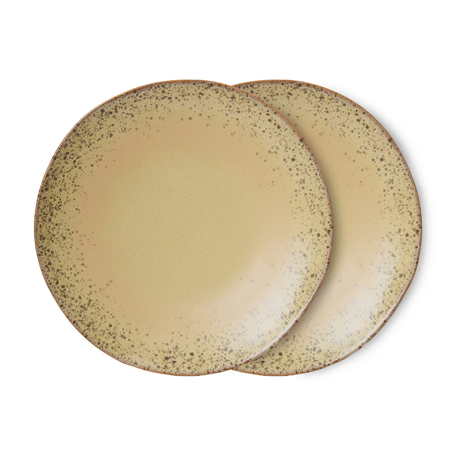 HKliving® 70s Ceramics - Dinner Plate - Grit - Set Of 2