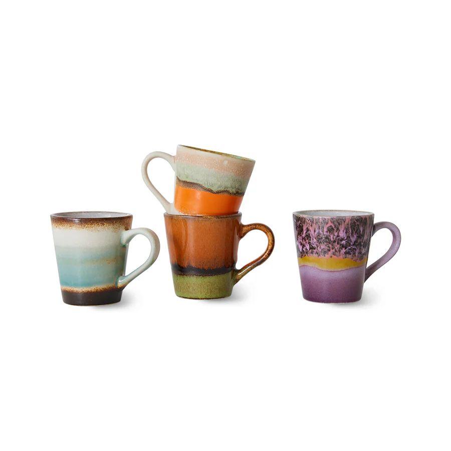 HKliving® 70s Ceramics - Espresso Mugs - Retro - Set Of 4 - Image 2