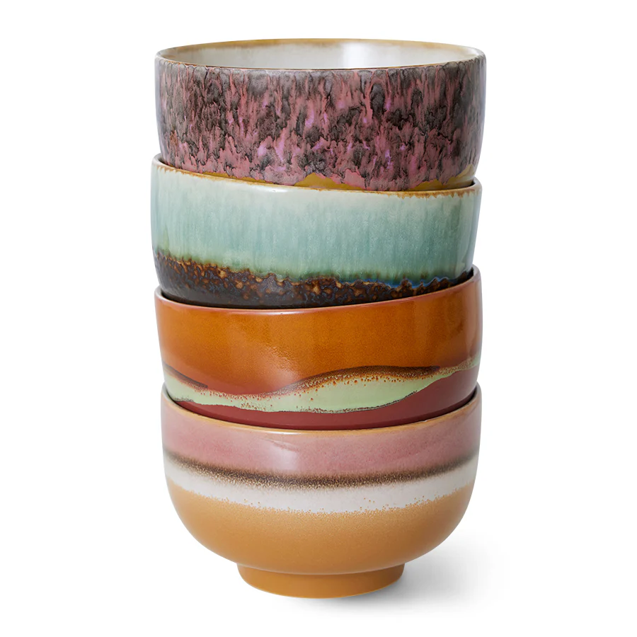 HKliving® 70s Ceramics - Noodle Bowls - Geyser - Set Of 4 - Image 2