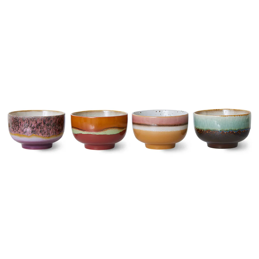 HKliving® 70s Ceramics - Noodle Bowls - Geyser - Set Of 4 - Image 3