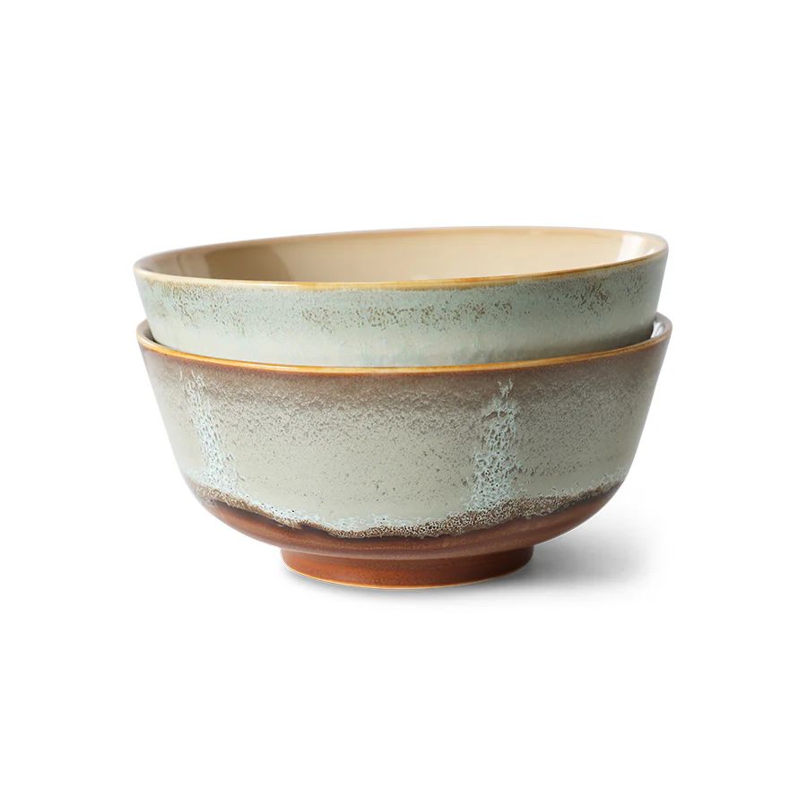 HKliving® 70s Ceramics - Ramen Bowls - Verge - Set Of 2