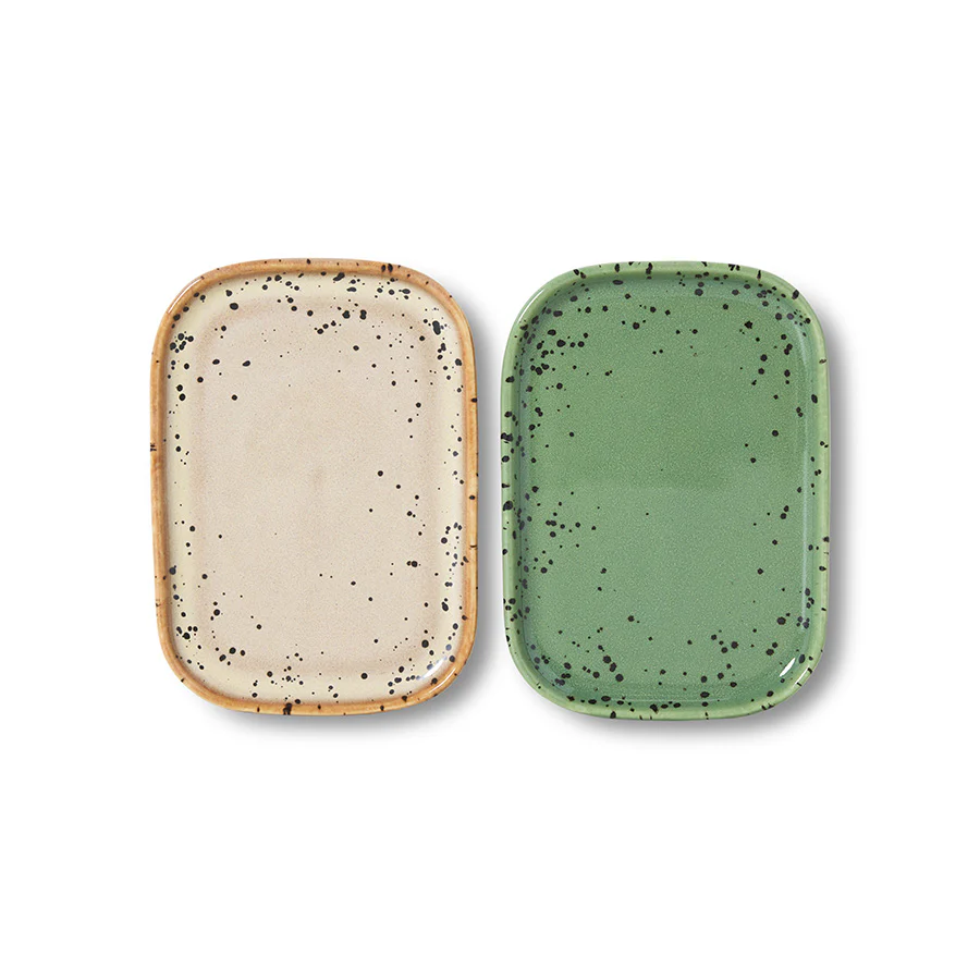 HKliving® 70s Ceramics - Small Trays - Crayon - Set of 2