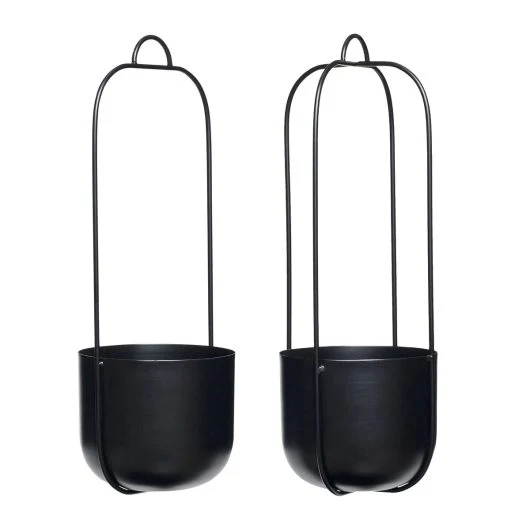 Hanging Plant Pots - Lotus - Set of 2 - Black