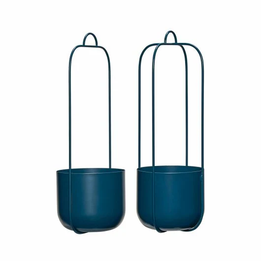 Hanging Plant Pots - Lotus - Set of 2 - Petrol
