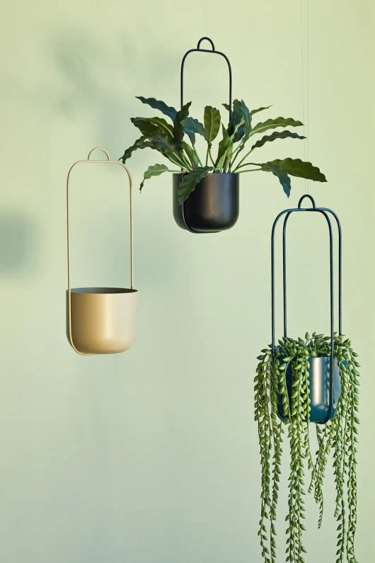 Hanging Plant Pots - Lotus - Set of 2 - Petrol - Image 2