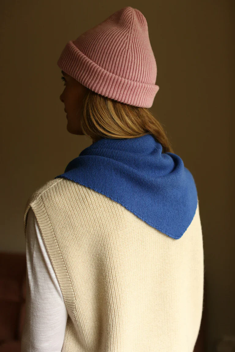 Triangle Scarf - Josephina - Merino Wool - Cobalt Blue - Image 4