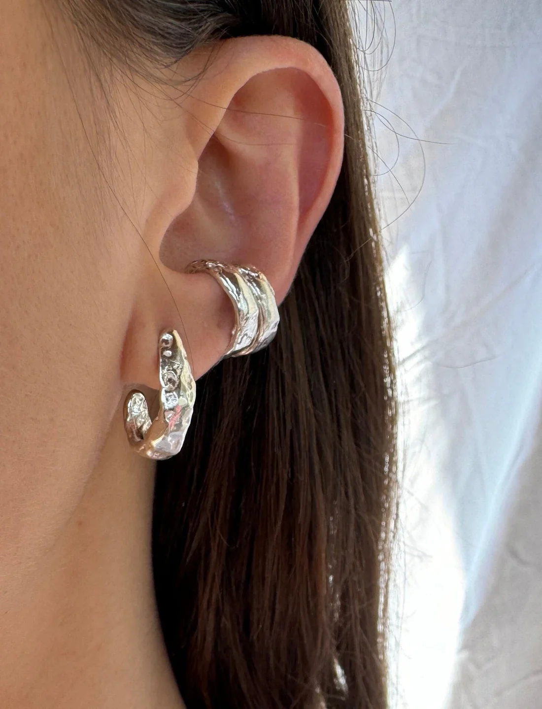 Earrings - Stud - Raw Hoops - Image 3